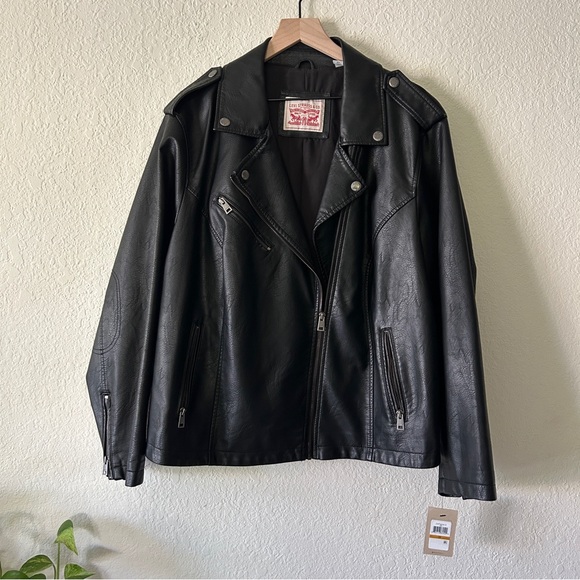 NWT Levi’s Faux Leather Moto Jacket Black—3X - Picture 1 of 7